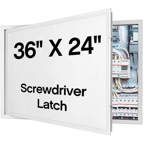 Zonon White 24 x 36 Inch Crawl Space Access Door Universal Aluminum Skirting Access Panel for Mobile Home Insulated Wall Ceiling Mounted for Drywall Plumbing Electrical Basement (Screwdriver Latch)