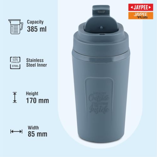 Image of JAYPEE ZIPSIP Pu Insulated Stainless Steel Coffee Mug 385 ml Travel Mug Suitable for Car, Tumbler Bottle, Tea Cup, Matte Finish Non Slip, P. Plum