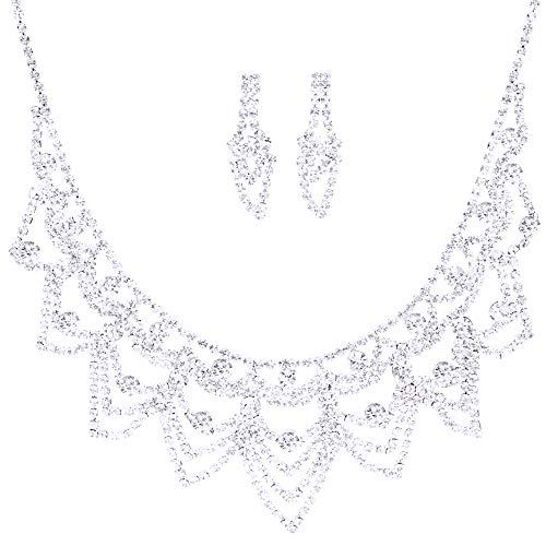 Preisvergleich Produktbild Hochzeit Schmuck Set, Halskette + Ohrringe Schmuck Sets Strass legierung Braut Hochzeitsschmuck Set Für Hochzeit Party Mädchen Frau Brautjungfer