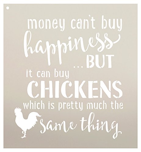Money Can't Buy Happiness But It Can Buy Chickens Stencil By Studior12 | Reusable Mylar Template | Use To Paint Wood Signs | Diy Rustic Country Decor - Select Size (12" X 13") #TOP18