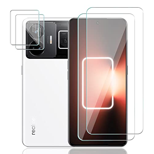 2+2 Pezzi Pellicola per Realme GT 3 Vetro Temperato + Fotocamera Durezza ai Bolle Protettiva per GT 3