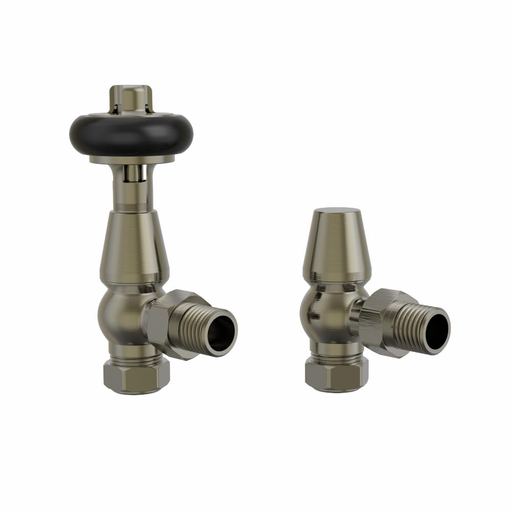 Warmehaus Polished Antique Brass Traditional Angled Trv Thermostatic Radiator Valves