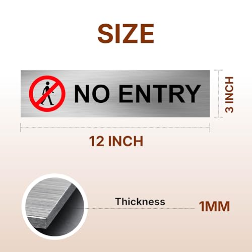 Image of Stainless Steel No Entry Sign Board for Office, Mall, Restaurant, Hotel, Factory & Commercial Areas | Waterproof Engraved Safety Signage Plate for Indoor & Outdoor Use