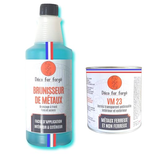 👍 SUPER EFFICACE: Multi uso per un'abbronzatura a freddo che si applica sia in interni che in esterni, ripresa dopo la molatura, porte, viti, strumenti, camini o parti meccaniche. APPLICAZIONE semplice del liquido che fa risaltare una patina di colore nero bluastro sui diversi metalli con un effetto immediato e quindi una protezione rapid👍 Verniciatura trasparente ad alto potere bagnante che si applica sia Interno ed esterno Trattamento stop corrosione applicabile