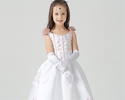 Fashion Kids White Gloves Stretch Satin Long Finger Gloves For Flower Girl Children Party Beading Long Gloves kids3