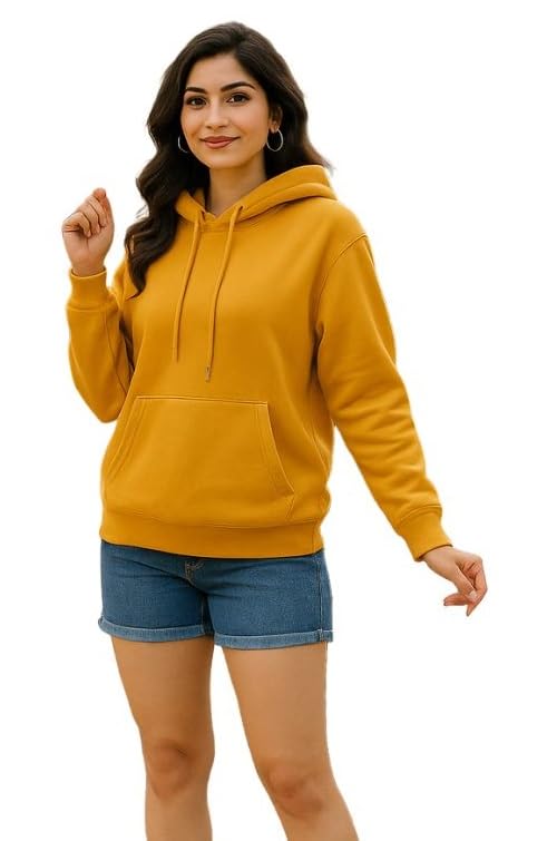Image of Women Sweatshirt with Hoodies, Hooded Neck Regular Fit Long Sleeve Womens,Solid Hooded Cotton Fleece for Women