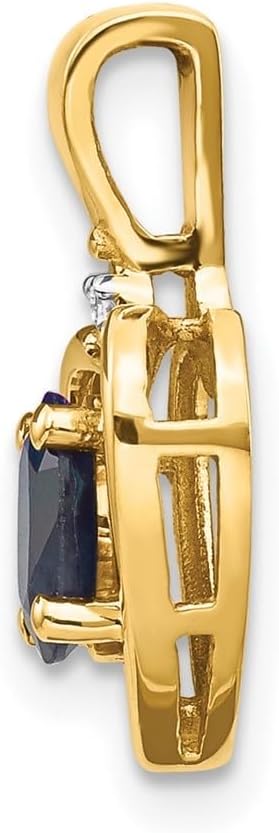 Diamond2Deal 14K Yellow Gold Diamond and Blue Sapphire Pendant (0.59cttw L- 17 mm W- 10 mm)