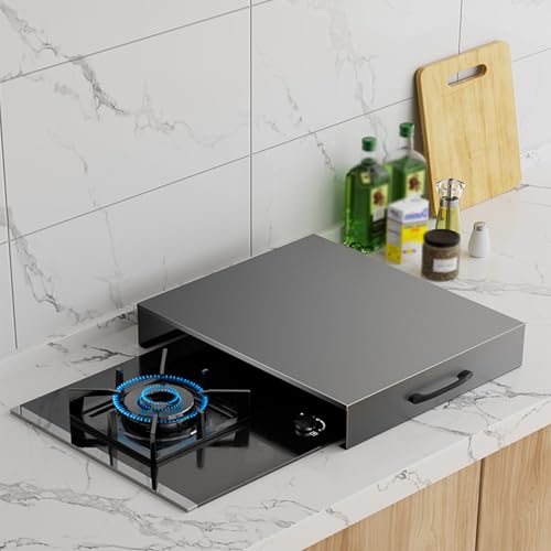 Gas Hob Cover Rectangle Countertop Cover Board with Anti Slip Feet for Electric, Gas Stove Top, Expanding Kitchen Space(Grey,L15.75xW18.9xH3.54IN)