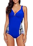 Aleumdr Damen Einteiliger Badeanzug Push Up Badeanzüge für Damen Sport Badeanzug bauchweg Bademode Figurformend Trainingsanzug Rückenfrei Schwimmanzug Sportlich One Piece Swimsuit mit Cups,Blau M