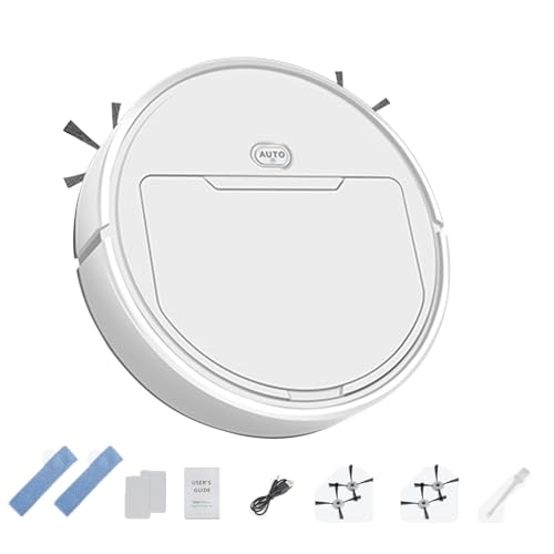 Robot Vacuum Cleaner,Intelligent Sweeping Robot Fully Automatic Sweeping Robot,Ultra Slim Quiet,Cleans Hard Floors to Medium-Pile Carpets,Integral Memory Multiple Cleaning Modes for Home (White)
