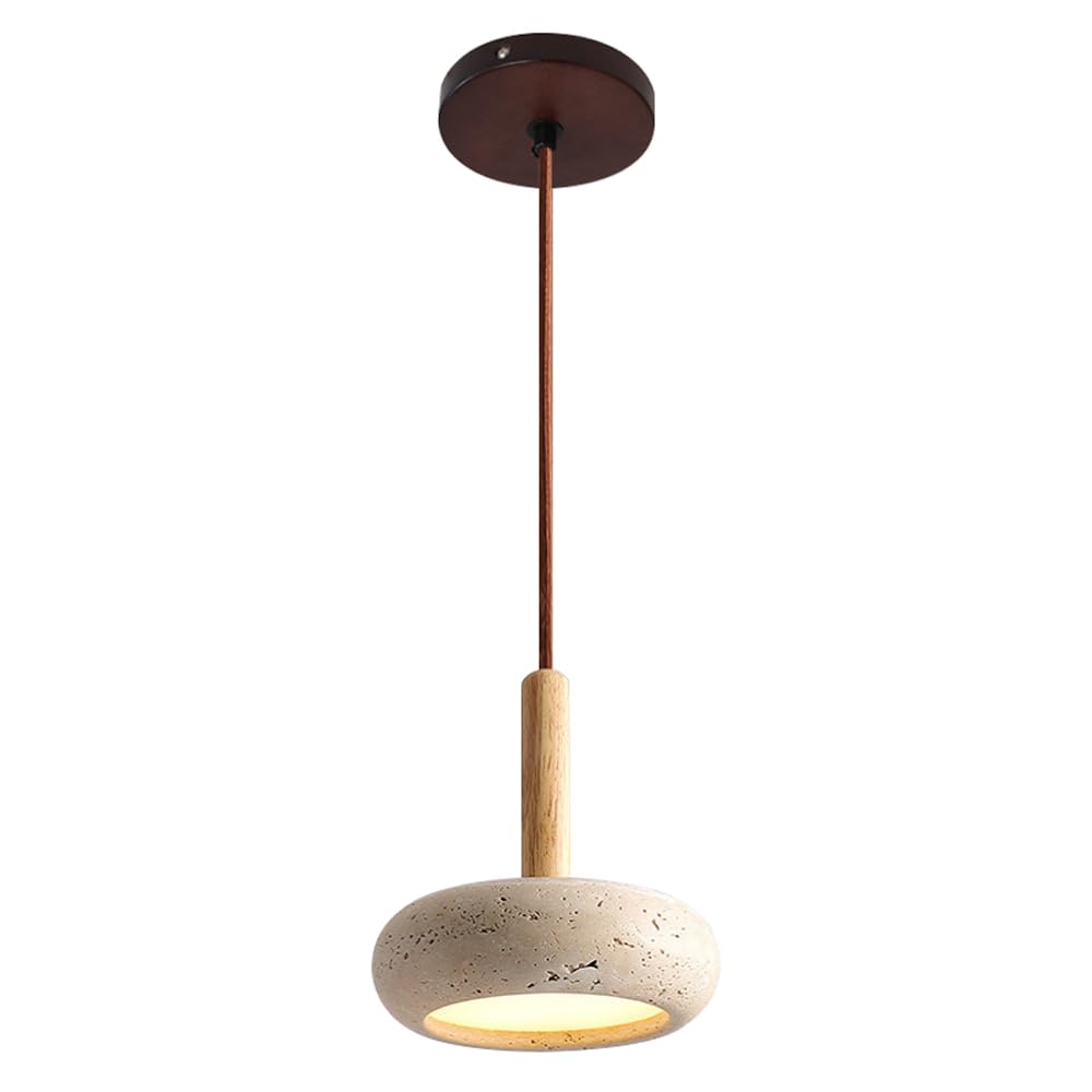 TTBDDDYH Wabi Sabi Style Pendant Lamp, LED Light Source Natural Yellow Travertine Hanging Light, Single Head Minimalist Chandelier, Restaurant Bedroom Living Room Decoration Light Fixtures