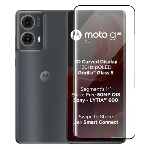 Image of Designerz hub Moto G85 5G Tempered Glass | 9H Full Glue Full HD, Shatterproof, Anti Scratch Screen Guard for Moto G85 5G