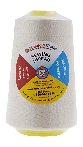 Mandala Crafts Carretéis de linha de costura multiuso - Cones de linha Serger Off White Pacote com 4