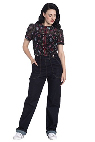 Hell Bunny Pantalon Jeans Weston Années 1940 1950 Vintage Retro Rockabilly