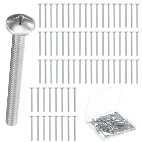 Image of Zonon 100 Pack Knob /Pull Machine Screws 8-32 x 1-3 /4 inch Thread Zinc-Plated Cabinet Metal Phillips Screws Kit Round Head Combination for Cabinet Door Drawer Cupboard Closet Handle Installation