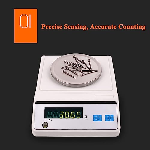 Balanza analítica Digital con protección contra el Viento y función de conteo, precisión de 0,001 g, para Uso en Cocina, joyería e investigación, 500 g/0,001 g