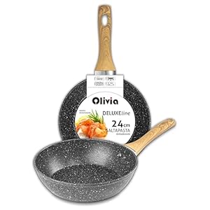 IPEA Padella Antiaderente Saltapasta per Pasta e Fritture – Induzione e Fornello a Gas – 24 cm – Wok -Padella Anti Aderente in Alluminio per Saltare la Pasta, Friggere Verdure, Risotto