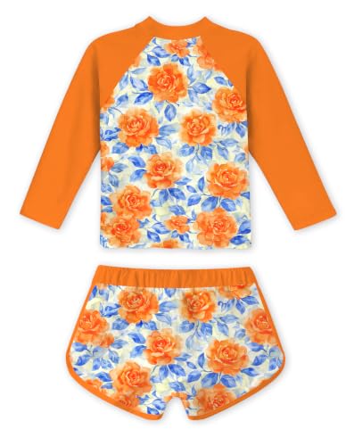 Image of TUONROAD Girls 2 Pieces Rash Guard Swimsuit Long Sleeve Tankini for 4-10 Years