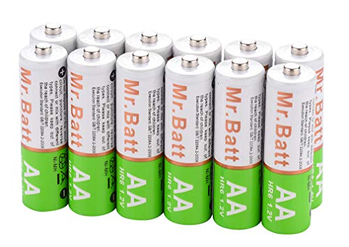 Mr.Batt NiMH Rechargeable AA Batteries Pre-Charged Low Self-Discharged (12 Pack), 1600mAh