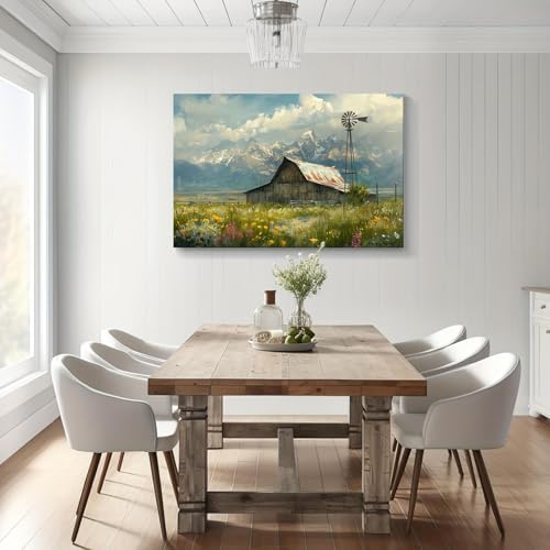 Moulin à vent rustique sur toile paysage ferme 50x77 - 3
