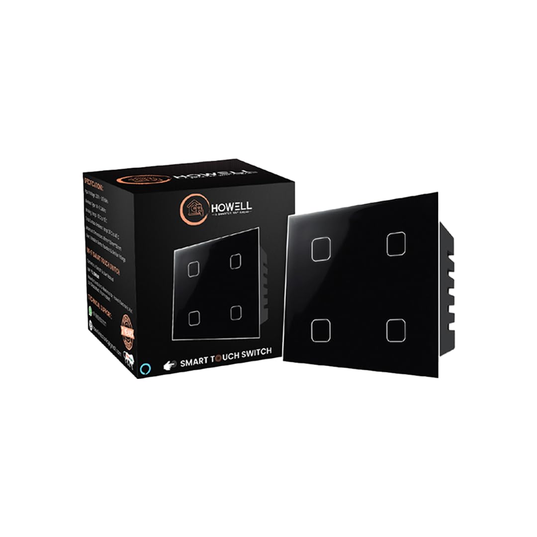 HOWELL Wi-Fi Smart 4 Gang Touch Switch (White, Pack of 1) | No Hub Required | Compatible with Alexa, Google Assistant & Siri (White) (B0D1VQ7WWQ) Amazon Price History, Amazon Price Tracker