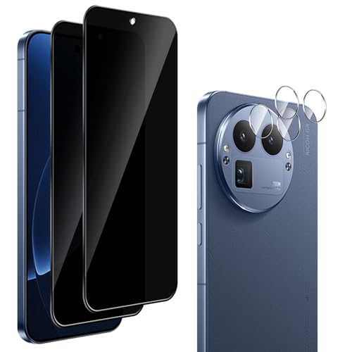 QULLOO Sichtschutz Schutzfolie für Realme GT 8 Pro/GT8 Pro für Panzerglas + Kameraschutz, 2+2 Stück 9H Schutzglas Privacy Displayschutzfolie Anti-Spähen Displayschutz Glas Folie Screen Protector