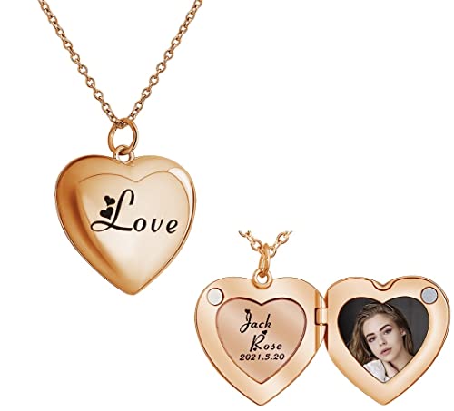 Ruibeila Collier avec médaillon en forme de cœur - Gravure personnalisée - Pour femme, petite amie, épouse, maman - Cadeau de fête des mères, Cuivre Cover