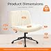 NEO CHAIR Criss Cross Chair with Wheels Armless Cross Legged Office Desk Wide Comfy Vanity Makeup Chair Adjustable Swivel Rolling Computer for Home Office Fabric (Beige)