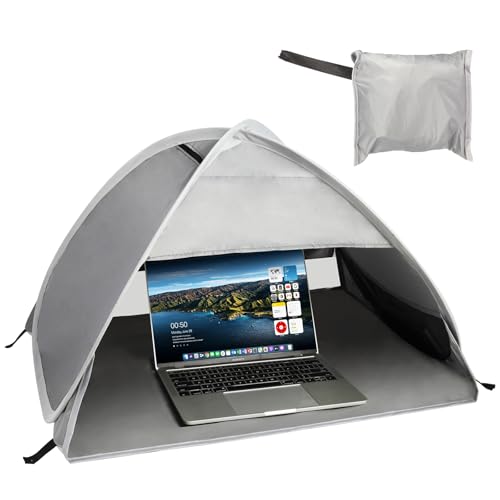 Laptop Tent - Laptop Sun Shade - for Work from Anywhere, Anti-Glare, Lightweight, Foldable & Portable Shield Cover for Outdoors, Computer Privacy Hood for Laptop, Towels, Drinks & More