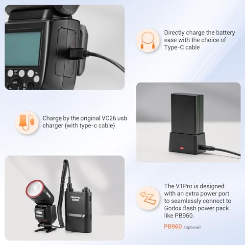Image of GODOX V1 Pro F Flash for Fuji, 2.4G TTL Round Head Camera Flash for Fujifilm HSS 1 /8000s, USB-C Charging Li-ion Battery, 500 Full Power Flashes,1.3s Recycle Time, 10 Level Modeling Light(USA Version)