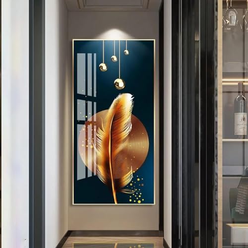Peintures sur toile encadrées de plumes au fini haut de gamme
