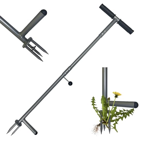 NOUSEG Stand Up Weeder, 3-Claw Manual Root Extractor for More Comfortable Weed Removal