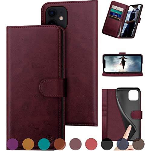 Étui portefeuille iPhone 11 DuckSky bordeaux avec porte-cartes intégré
