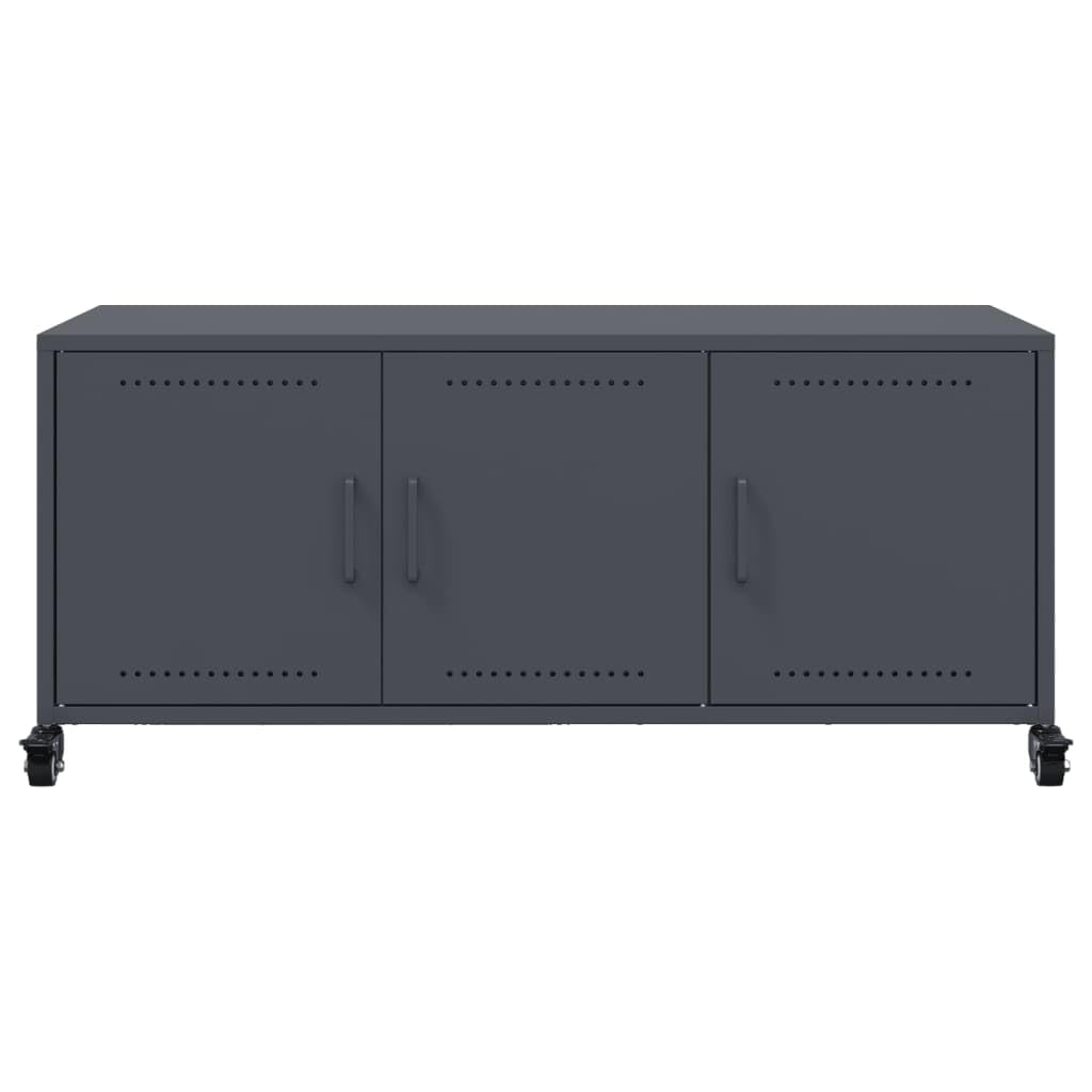 Mobile TV antracite con ruote, 100,5 x 39 x 43,5 cm, in acciaio