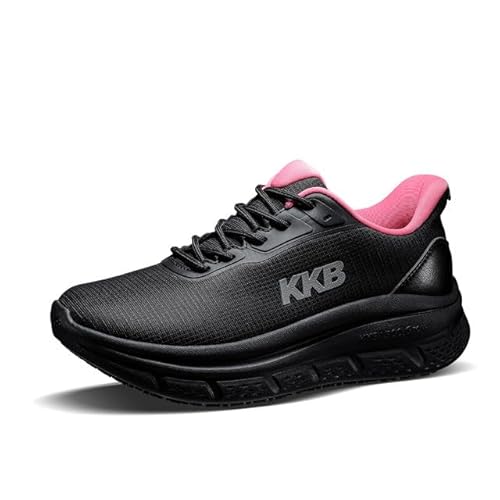 KKB Oil-Safe Grip Non Slip Work Shoes Women Slip Resistant Work Shoes for Women,Slip-On Waterproof Walking Shoes for Standing All Day in Nursing Kitchen Restaurant Arch Support Lightweight Rose Women 8