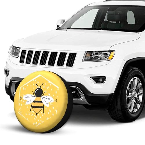Image of Delerain Spare Tire Cover Cartoon Bee Wheel Covers Waterproof Dust-Proof UV Sun Universal Fit for Jeep Trailer RV SUV Truck and Many Vehicle (17 Inch for Diameter 31 inch-33 inch)
