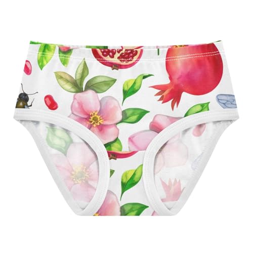 Cotton Toddler Underwear Custom Watercolor Pomegranates Floral Cute Panties Girl Flower Briefs Undies Kids 2t