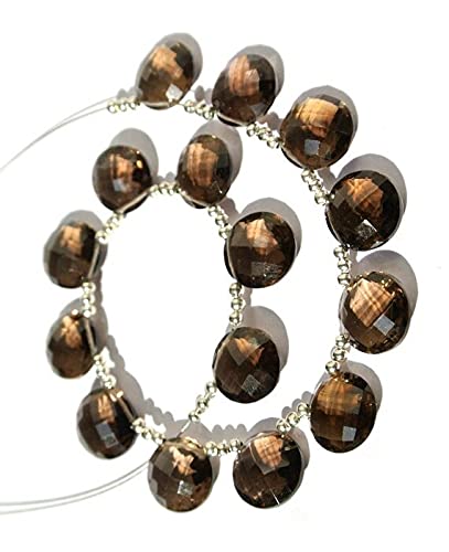 Quartz fumé facettes briolettes 12mm perles réfléchissantes anti-ternissement