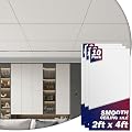 Art3dwallpanels Smooth Drop Ceiling Tile 2ft x 4ft, 10 Pack 24" x 48" Ceiling Panels Fire Rated Waterproof Premium PVC, No Sag and Breakage, Cover 80 Sq.Ft White