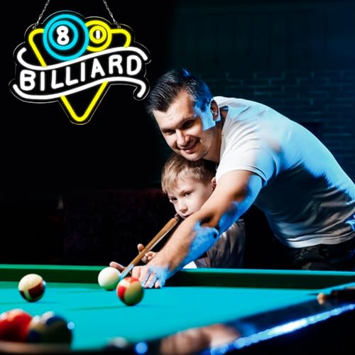 Image of Billiards Neon Signs Led Billiard Neon Light Wall Decor for Billiard Room, Game Room, Pool Table, Bar, Pub, Party, Gift Art for Fans Friend-13.78 x 11 IN-USB Powered-Acrylic