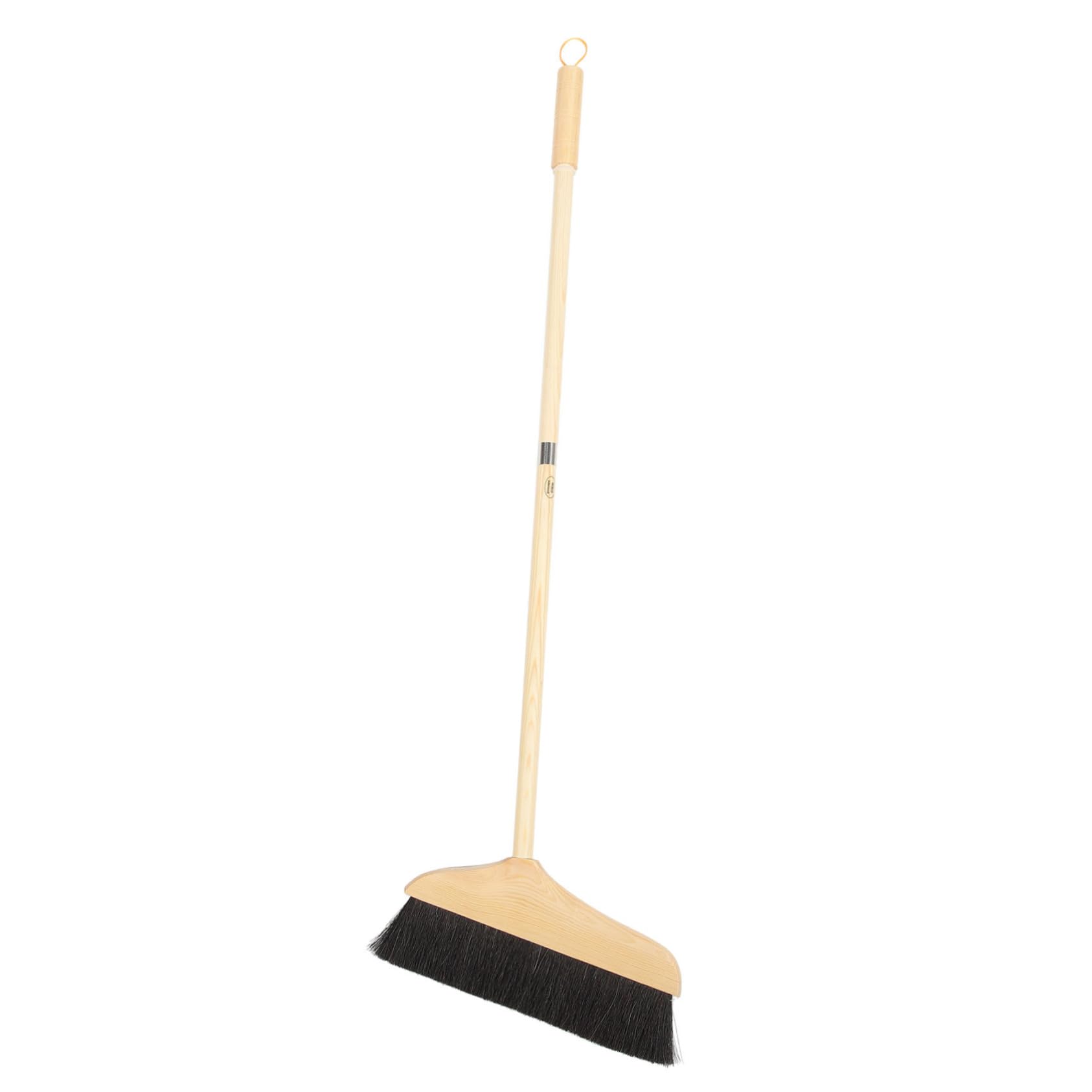 Alipis Escoba de Pelo de Caballo de Madera Mango de Acero Inoxidable, Cerdas Suaves Antiestáticas para Suelos y Alfombras Hogar