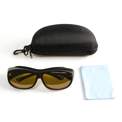 FONLAND Occhiali di Protezione Laser per Incisione Laser Marcatura OD5 + 200-460nm e 800-2000nm Occhiali di Pprotezione per Gli Occhi Luce Infrarossa Vicina Occhiali Laser a Fibra di Luce UV.