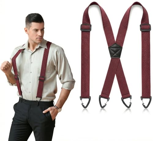 Image of SUNEZLGO Suspenders for Men Heavy Duty, X Back Hidden Suspender 1.5 inch Under Clothing, Adjustable Work Suspenders for Men Women