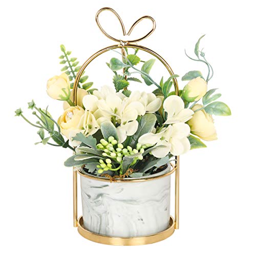 Hobyhoon Fleurs Artificielles avec Vase - Centre de Table Mariage Bouquet Floral d'Hortensia et...