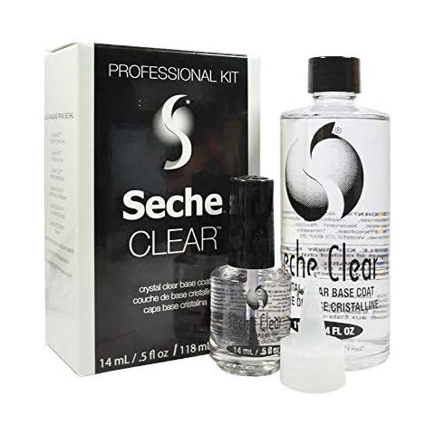 Seche Clear Professional Kit, Crystal Clear Base Coat for Nail Polish, 4 oz & 0.5 oz Refill Cover