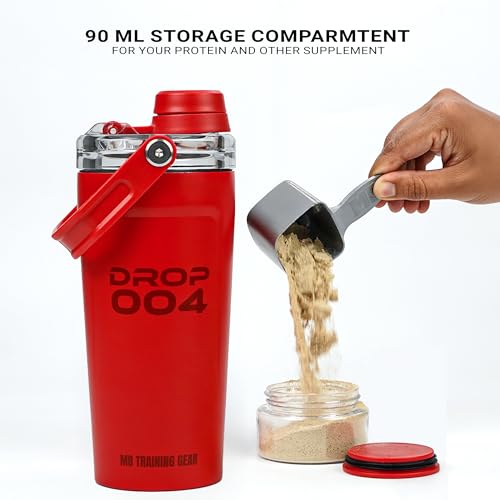 Image of MuscleBlaze ARC Insulated Steel Shaker with Storage, Forge Red, 600ml