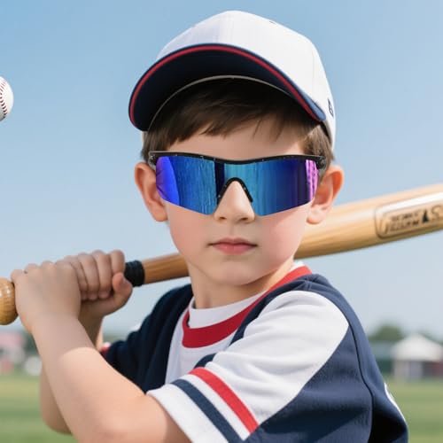 Image of FEISEDY Kids Polarized Sports Sunglasses, TR90 UV400 Baseball Cycling | LightWeight Wrap-Around for Boys Girls, TAC Polarized Lens blocks 100% UVA /UVB, Baseball /Softball /Cycling /Running B2454