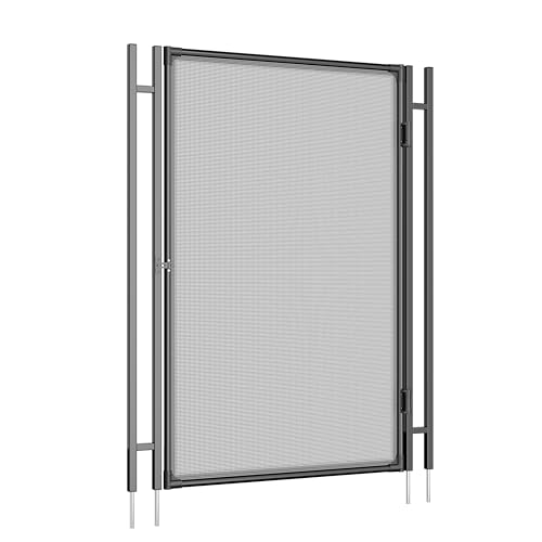 GarveeLife 4 ft x 2.5 ft Pool Fence Gate, Pool Fence Gate Kit with Steel Aluminum Pipe Frame for InGround Above Ground Pools, Black