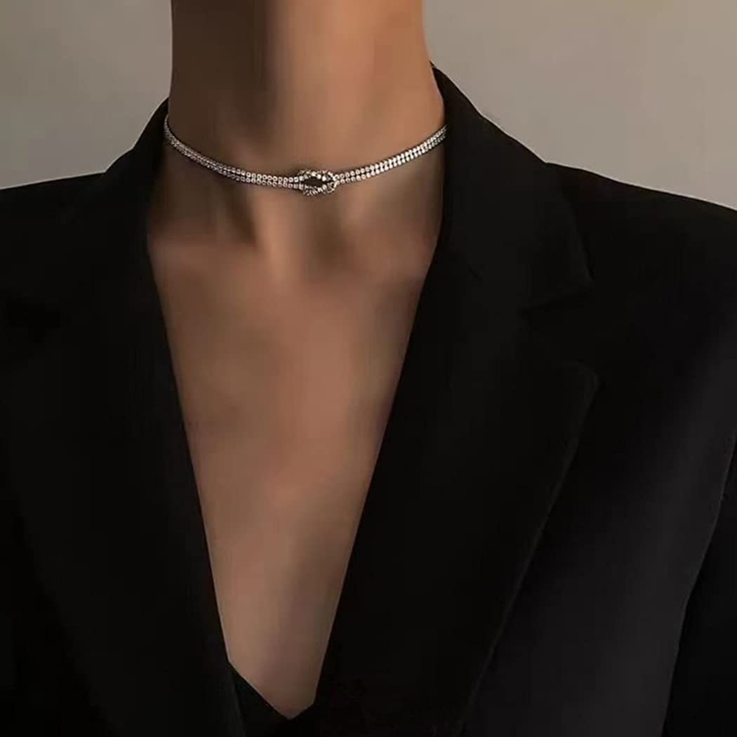 Jakawin Rhinestone Choker Necklace Silver Chokers Chain Fashion Crystal Chokers Necklaces Vintage Neck Chain for Women and Girls NK251 : Clothing, Shoes & Jewelry