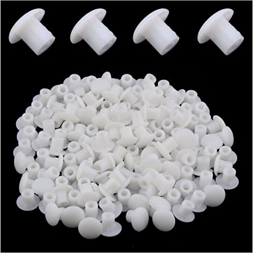 Image of MEETOOT 200pcs 5mm Plastic Hole Plugs White 3 /16 Inches Screw Caps Covers Flush Type Hole Plugs